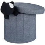 Relaxdays Sitzhocker, Anthrazit, Textil, Holzwerkstoff, 45x43x45 cm, Wohnzimmer,