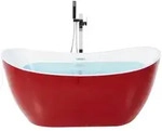 Beliani Badewanne, Rot, Kunststoff, Oval, 75x72x150 cm, Badezimmer, Baden &...