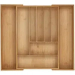 Relaxdays Besteckkasten, Hellbraun, Holz, Kunststoff, Bambus, 9 St&uuml;ck F&auml;cher,