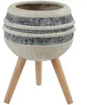 Beliani Pflanzenst&auml;nder, Beige, Grau, Hellbraun, Stein, 52 cm, Dekoration,...