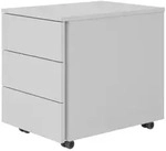 b&uuml;m&ouml; Rollcontainer, Grau, Holzwerkstoff, Nachbildung, 3 Schubladen, Rechteckig,
