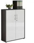 Mid.you Aktenschrank Office Edition, Anthrazit, Wei&szlig; Hochglanz, Holzwerkstoff,...