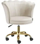 tectake Drehstuhl, Creme, Gold, Kunststoff, Pappel, 64x88x65 cm, Arbeitszimmer,