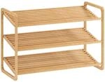 Homcom Schuhregal, Natur, Bambusholz, Echtholz,Bambus, 3 F&auml;cher, 33x50.8x76 cm,