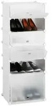 Relaxdays Schuhregal, Wei&szlig;, Kunststoff, Metall, 49x126x36.5 cm, Garderobe,