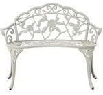 Beliani Gartenbank, Wei&szlig;, Metall, 88x80x49 cm, Gartenm&ouml;bel, Gartenb&auml;nke