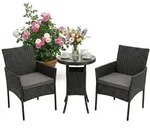 Relaxdays Gartenm&ouml;belset, Schwarz, Kunststoff, Metall, Glas, Balkonm&ouml;bel,