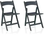 Gardenson Gartenklappstuhl-Set, Grau, Kunststoff, 44x80x47 cm, klappbar,