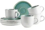 M&auml;ser Tassenset Elea, Gr&uuml;n, Wei&szlig;, Keramik, 8-teilig, 260 ml, Kaffee & Tee, Tassen,