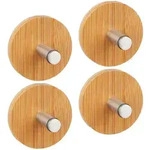 Relaxdays Handtuchhaken, Hellbraun, Holz, Metall, 6x6x4.5 cm, Badaccessoires,