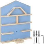 tectake Wandregal, Blau, Holz, Quadratisch, 50x60x15.5 cm, Kinderzimmer &