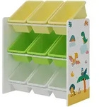 [en.casa] Kinderregal, Wei&szlig;, Gr&uuml;n, Gelb, Holzwerkstoff, Kunststoff, Tiere,