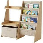 Relaxdays B&uuml;cherregal, Mehrfarbig, Holzwerkstoff, Textil, 84.5x80x34.5 cm,
