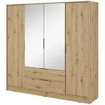 Bettso Kleiderschrank, Eiche Artisan, Holzwerkstoff, 8 F&auml;cher, 2 Schubladen,