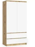 Akord Kleiderschrank, Eiche Artisan, Wei&szlig;, Holzwerkstoff, Nachbildung, Holz...