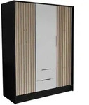 Masseno Dreht&uuml;renschrank, Schwarz, Holzwerkstoff, 8 F&auml;cher, 2 Schubladen,