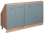 Vicco K&uuml;chenschrank, Blaugrau, Eiche, Holzwerkstoff, 2 F&auml;cher, Rechteckig,