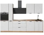 Vicco K&uuml;chenzeile, Wei&szlig;, Eiche, Holzwerkstoff, Rechteckig, 310x206.8x51.6 cm,