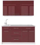 Vicco Singlek&uuml;che, Bordeaux, Wei&szlig;, Holzwerkstoff, Rechteckig, 150x81.2x51.6...