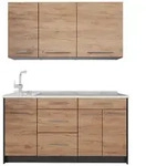 Vicco Singlek&uuml;che, Eiche, Anthrazit, Holzwerkstoff, Rechteckig, 150x81.2x60 cm,