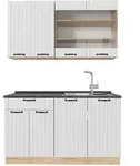 Vicco Singlek&uuml;che, Wei&szlig;, Eiche, Holzwerkstoff, Rechteckig, 140x81.6x60 cm,...