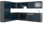 Vicco Einbauk&uuml;che, Dunkelblau, Anthrazit, Holzwerkstoff, L-Form,Formgebogen,