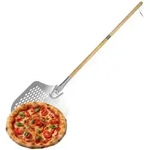 Relaxdays Pizzaschieber, Silber, Metall, Holz, 132x3x30.5 cm, Kochen, K&uuml;chenhelfer,