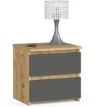 Akord Nachtschrank, Eiche Artisan, Grau, Holzwerkstoff, Nachbildung, Holz...