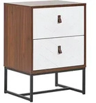 Beliani Nachttisch, Schwarz, Wei&szlig;, Dunkelbraun, Holzwerkstoff, 49x69x38 cm,