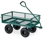 Relaxdays Handwagen, Dunkelgr&uuml;n, Metall, Kunststoff, 50x50x110 cm, Gartenzubeh&ouml;r,