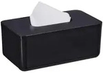 Relaxdays T&uuml;cherbox, Schwarz, Kunststoff, Holz, 23x10x13 cm, Badaccessoires,