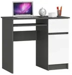 Akord Schreibtisch, Grau, Wei&szlig;, Holzwerkstoff, 3 F&auml;cher, 1 Schubladen,