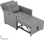 tectake Schlafsessel, Grau, Textil, 82x86x144 cm, Wohnzimmer, Sessel,...