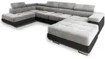 Masseno Wohnlandschaft, Hellgrau, Metall, 5-Sitzer, U-Form, 345x90x202 cm,
