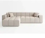Graingold Ecksofa, Beige, Textil, Kiefer, 3-Sitzer, Ottomane links,L-Form,...