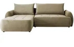 Mirjan24 Eckschlafsofa, Beige, Textil, 6-Sitzer, Ottomane links,L-Form, 280x185 cm,