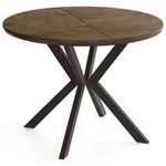 WFL Group Esstisch, Alteiche, Metall, Nachbildung, 6-Sitzer, Rund,Rund, 140x76x100
