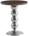 Livetastic Beistelltisch, Braun, Silber, Holz, Mangoholz, massiv, rund, Sockel,