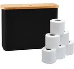 Relaxdays Toilettenpapierbox, Schwarz, Textil, Holz, Rechteckig, 45x34.5x15 cm,