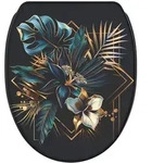 Sanilo Wc-Sitz, Blau, Holzwerkstoff, Floral, Oval, 37.7x5x48 cm, Badezimmer, WC