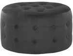Beliani Pouf, Schwarz, Textil, 1-Sitzer, Rund, 55x30x55 cm, Wohnzimmer, Hocker,...