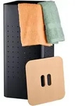 Relaxdays W&auml;schekorb, Schwarz, Metall, Holzwerkstoff, 31.5x69x31.5 cm,