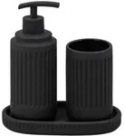 eluno Bad-Accessoires-Set, Schwarz, Keramik, 7x18x7 cm, Badaccessoires