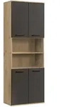 Mokebo Bad, Anthrazit, Holzwerkstoff, 2 F&auml;cher, 65x180x34 cm, Badezimmer,