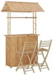 vidaXL 3-Tlg., Braun, Naturmaterialien, rechteckig, Gartenm&ouml;bel, Gartenm&ouml;bel-Sets