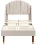 Stilvora Polsterbett, Beige, Holzwerkstoff, 90x200 cm, Schlafzimmer, Betten,
