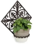 Relaxdays Blumentopfhalter, Dunkelbraun, Metall, 34.5x34.5x17.5 cm,...