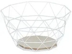 Relaxdays Obstkorb, Wei&szlig;, Metall, Holzwerkstoff, 14.5 cm, Essen & Trinken, Geschirr,