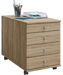 P & B Rollcontainer, Sonoma Eiche, Holzwerkstoff, 4 Schublade(n) Schubladen, 42x57x75