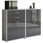 Mid.you Aktenschrank, Grau, Anthrazit Hochglanz, Holzwerkstoff, 2 F&auml;cher, 4